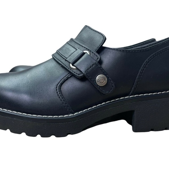 Harley Davidson 83002 Womens Black Leather Oxford Mary Janes Size: 7 - 8.5 VTG. - Picture 4 of 8